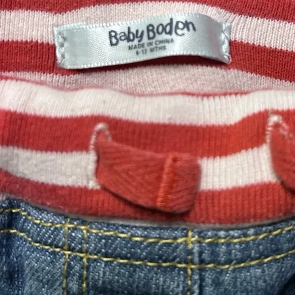 Baby Boden Blue Jeans with Red Striped Waistband - Picture 3 of 3